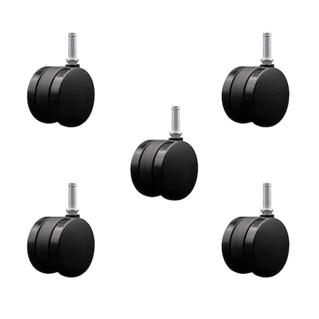 Service Caster 2-3/8'' Office Chair Caster Nylon Twin Wheel 7/16 Grip Ring Stem, 5PK SCC-UHGR02S60-NYS-716176-5